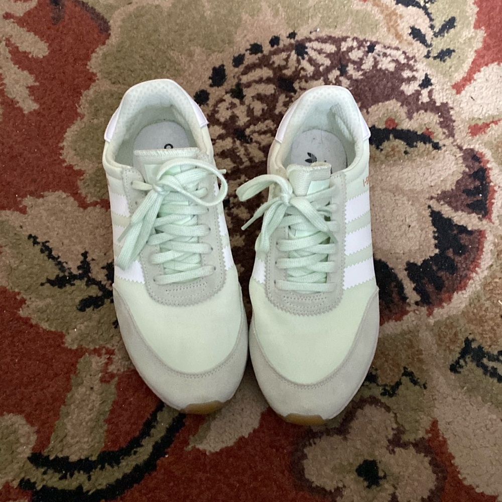 adidas Women's Mint Green and White Athletic Sneakers